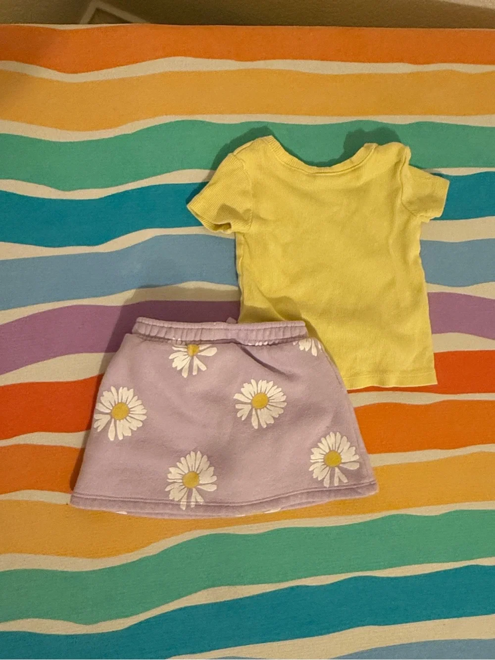 GAP Yellow Daisy Tee with Lavender Daisy Skirt